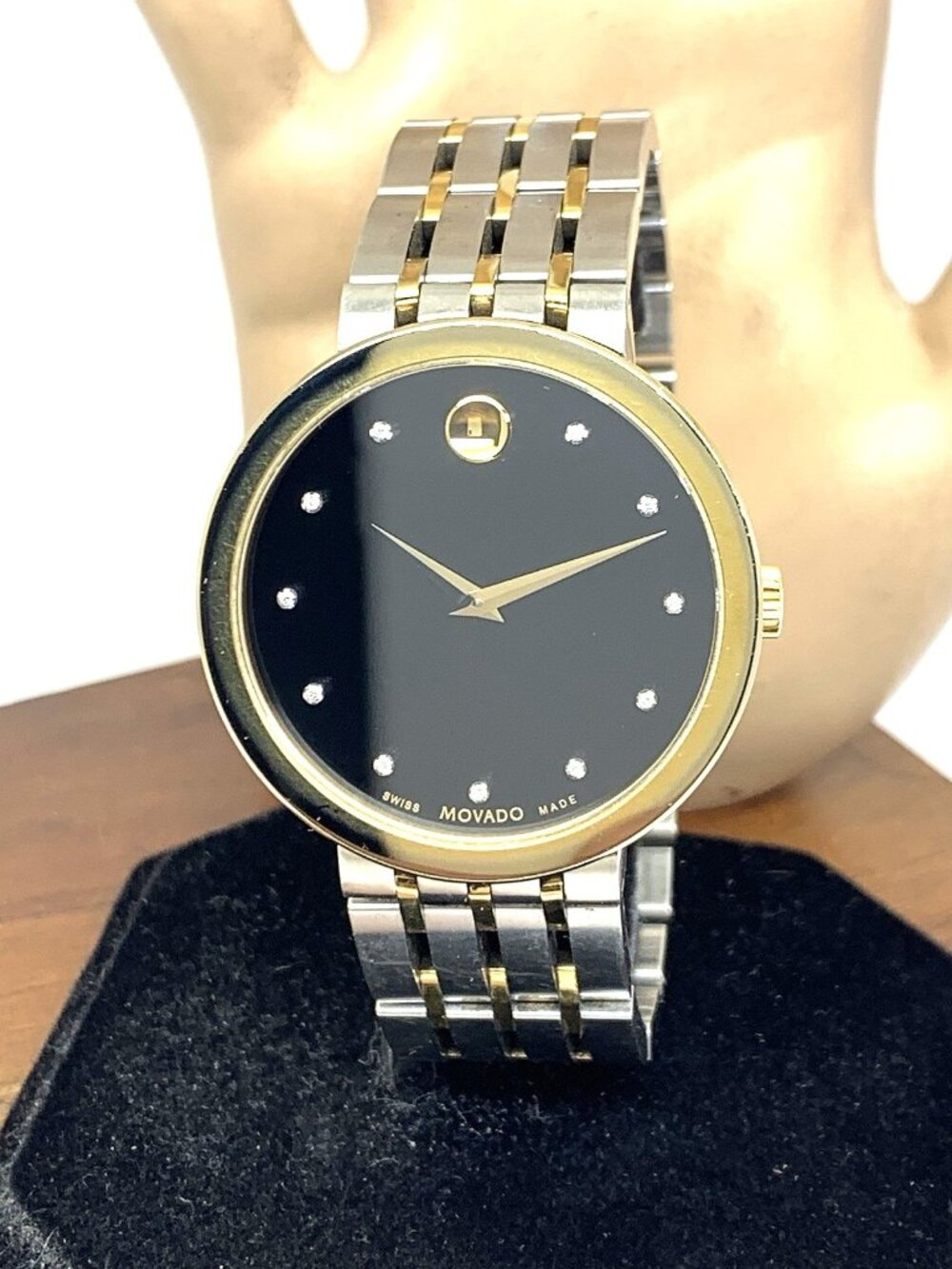 Movado Men's Watch 0607202 Museum Diamond Swiss Quartz Black Dial Two Tone 39mm